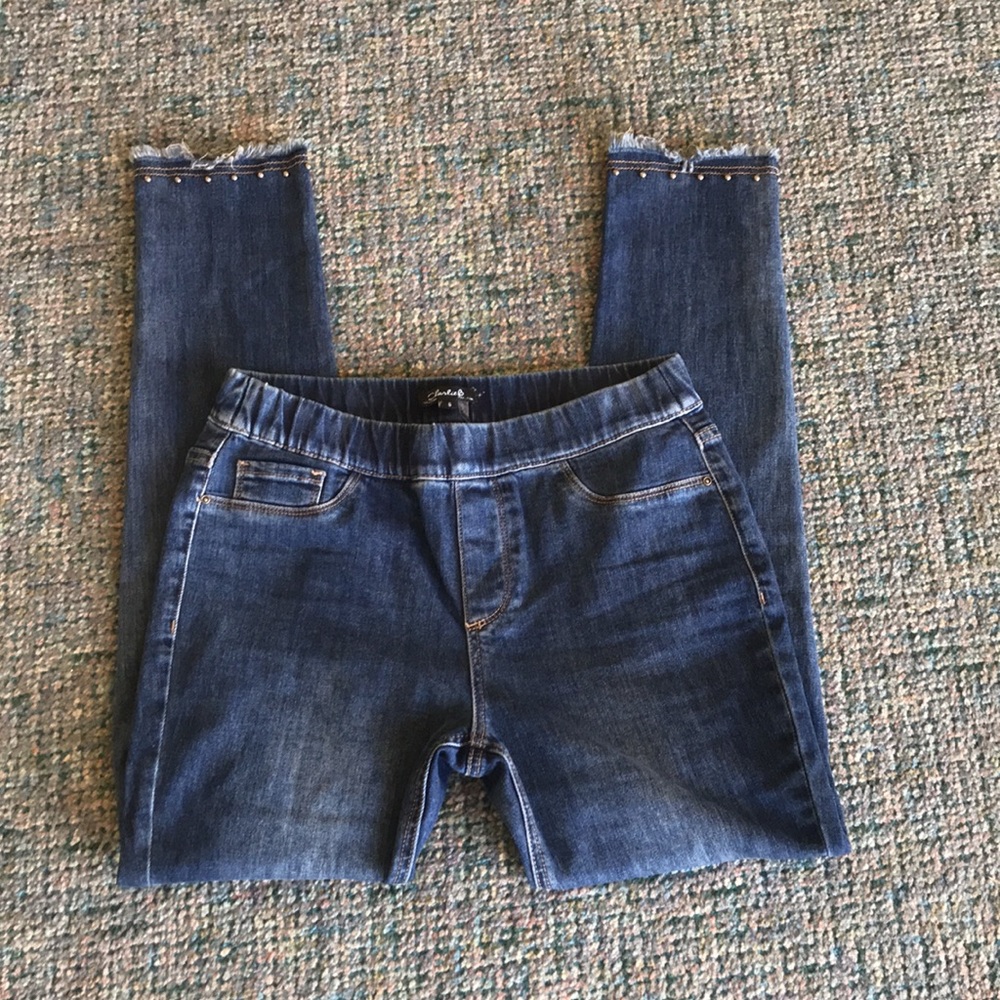 Charlie B Pull-on Skinny Denim Jeans, Raw Hem - Picture 2 of 15
